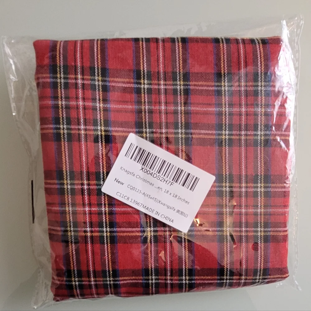 Plaid Holiday Throw Pillow Cover Set - Red and Green TARTAN PLAID 18x18